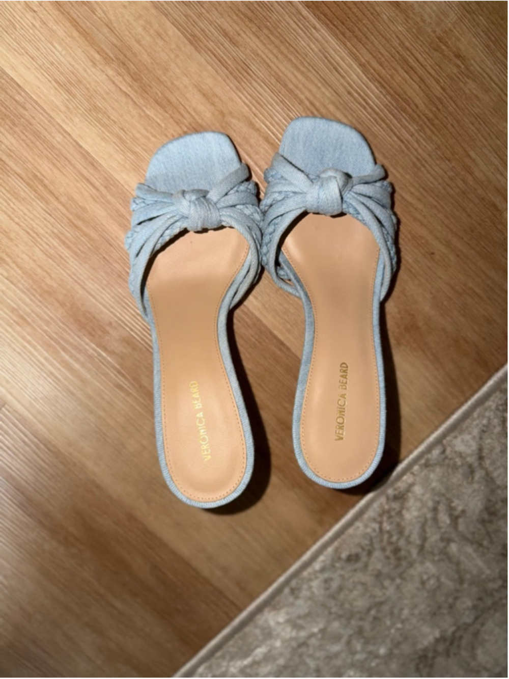 Veronica Beard Misa Braided Denim Knot Kitten Heel Sandals 7.5 - Picture 5 of 10